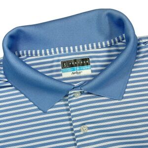 PGA Tour Men's XXL Blue & White Stripe‎ Airflux Golf Polo Short Sleeve Shirt